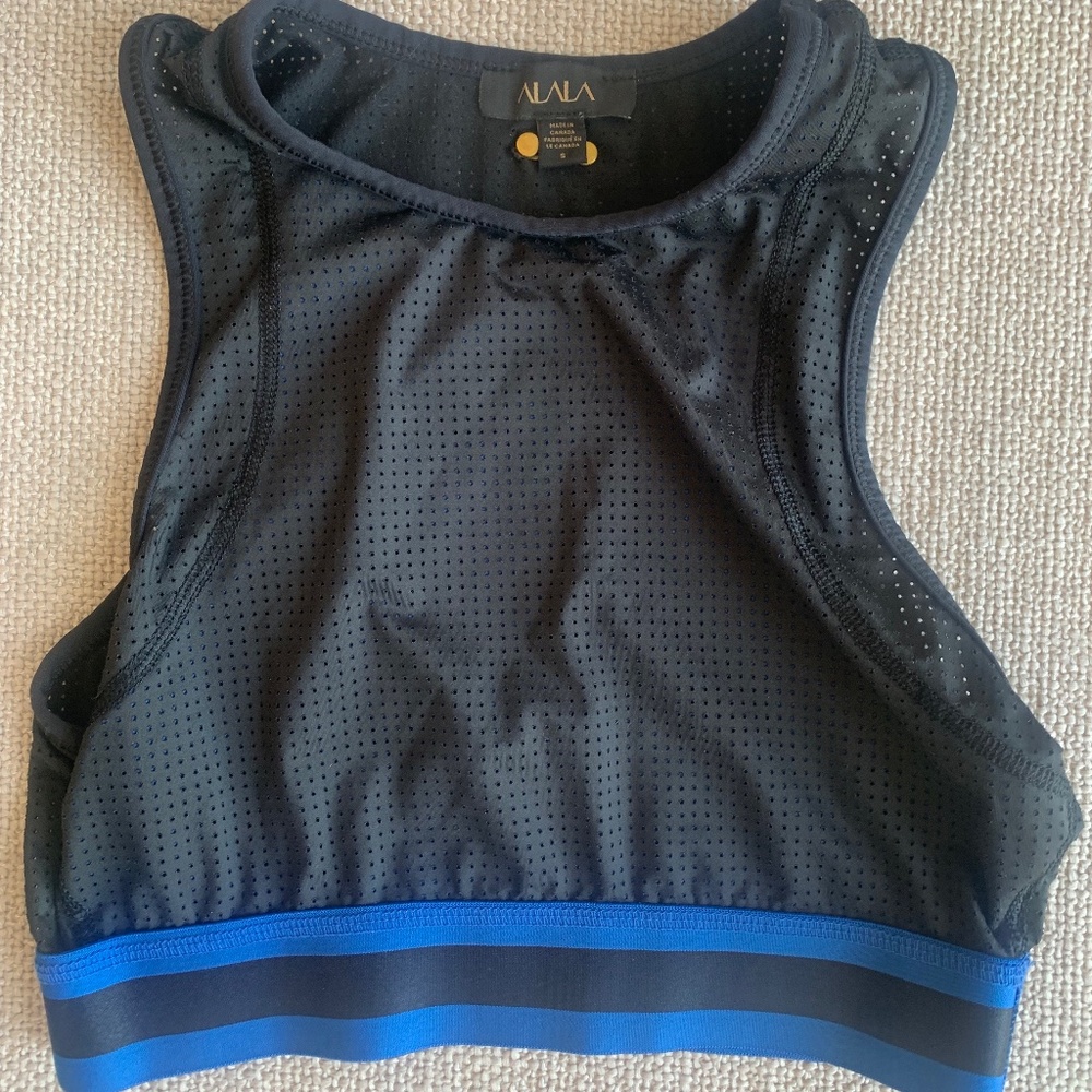 ALALA black and blue crop top, Small